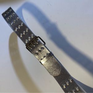 Silver triple row of grommets, SZ XL waists 36”-42”may be bonded leather or faux